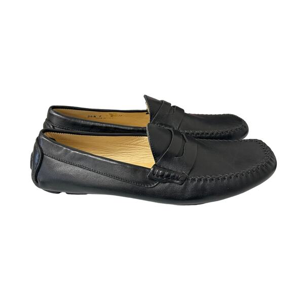 Folio New York Black Leather Slip On Driving Loafers Mens 8 - Picture 4 of 9